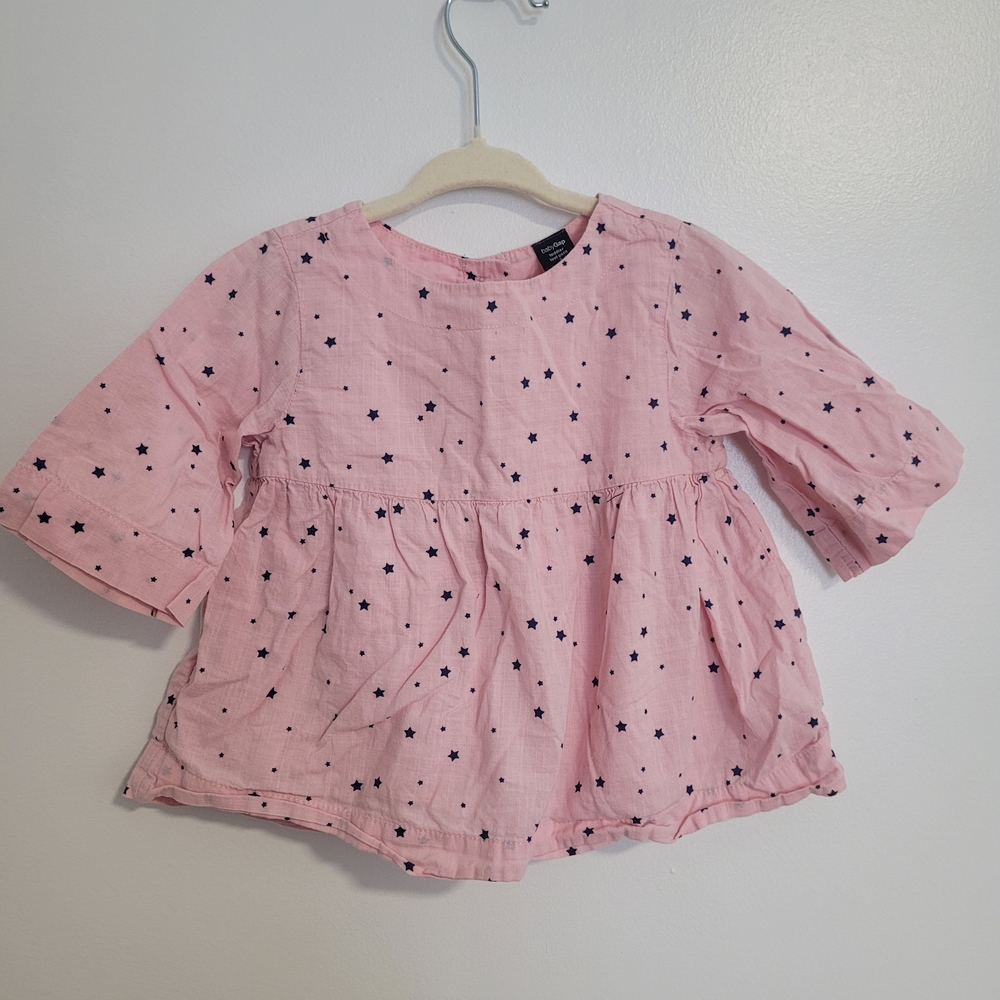 🧸2/20$ GAP 3T Girl Toddler Pink Star-Print Peplum Top Shirt Blouse